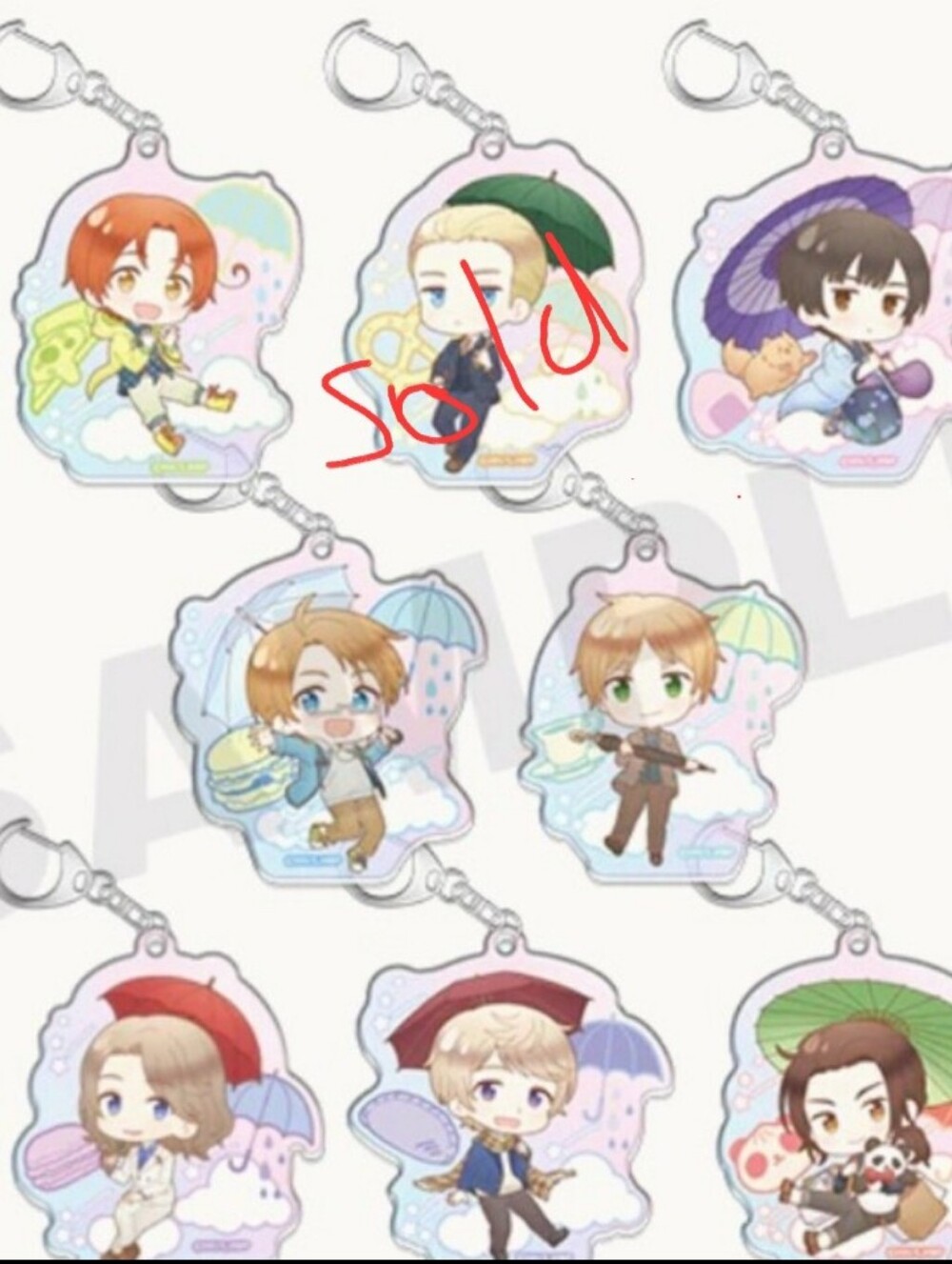 Hetalia Keychains Rainy Day Themed